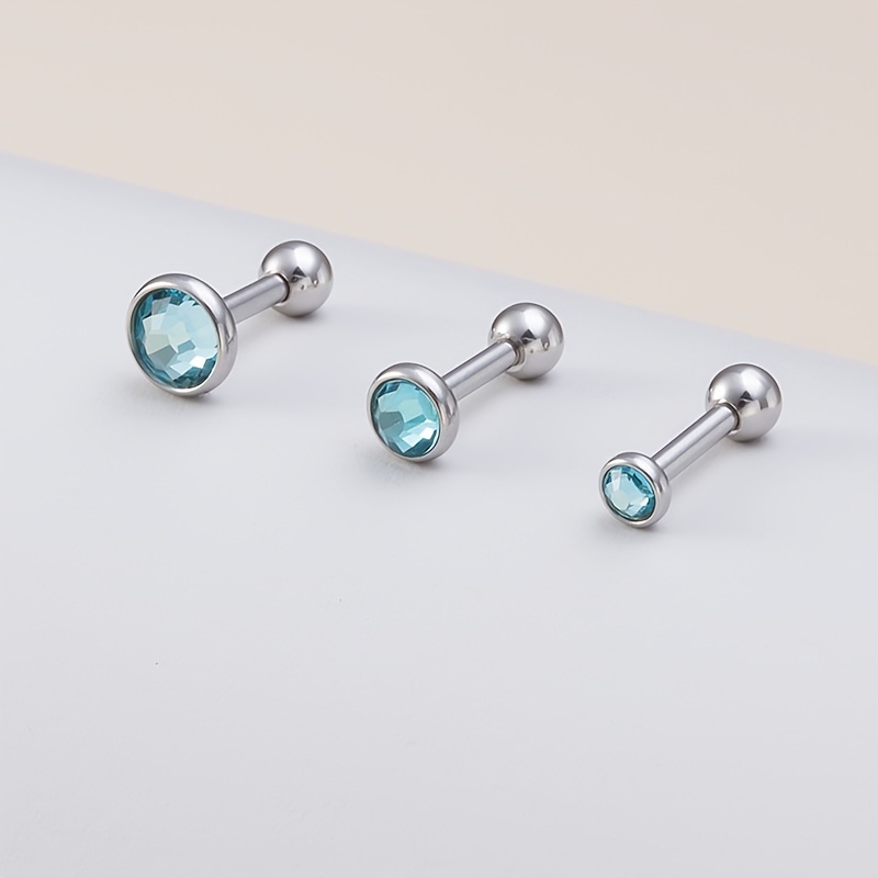 3pcs Synthetic Cubic Zirconia Stud Earrings Set for Women & Men